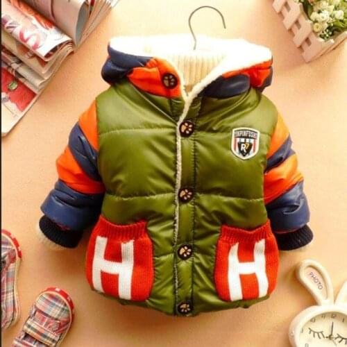JENYA 2021 New Boys Girls Autumn&Winter Clothing Jecket Casual Coats Baby Clothes Letter Hooded Thicker Kids Clothing