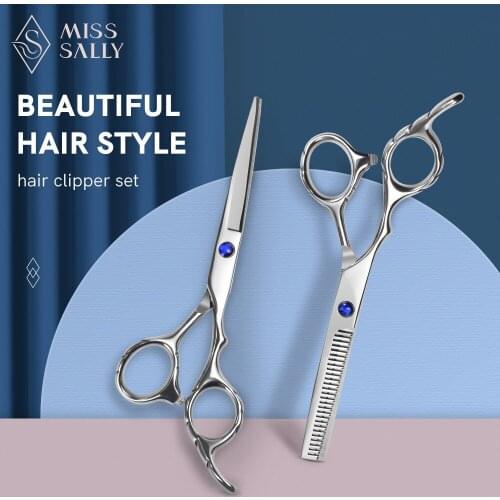 Miss Sally 6 inch Cutting Thinning Styling Tool Hair Scissors Stainless Steel Salon Hairdressing Shears Regular Flat Teeth Blade