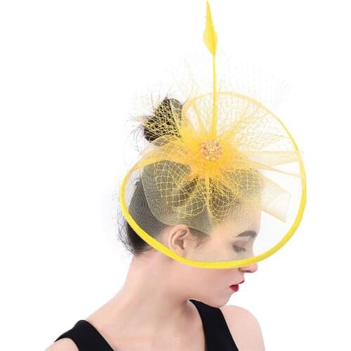 Charming Feather Big Hat Women Kenducky Party Fascinator Female Summer Large Headdress Race Bridal Headpiece Wedding Accessories