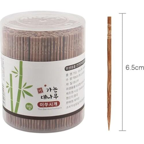 800Pcs Disposable Carbonized Wooden Toothpicks Single-Head Pointed Cocktail Picks with Dispenser Teeth Cleaning Skewers
