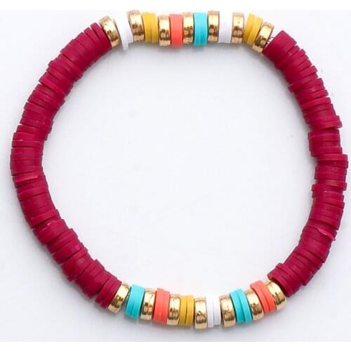 Wholesale New Rainbow Polymer Clay Bracelet Za Women Classic DIY Europe Trendy Bracelet Fashion Statement Hand Chain Jewelry