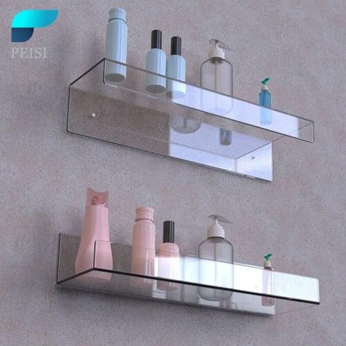 PEISI Punch-Free Transparent Bathroom Shelf Wall-Mounted Drain Rack Invisible Display Cabinet Household Bathroom Accessories Set
