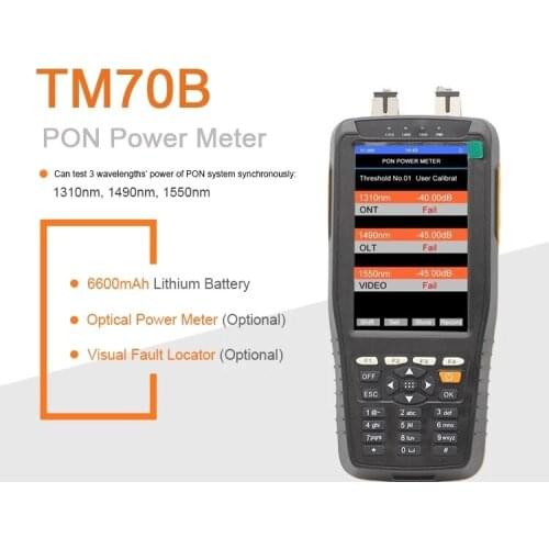 PON Optical Power Meter With 10mw VFL And Optical Power Meter for EPON GPON xPON OLT-ONU 1310/1490/1550nm TM70B-OV10