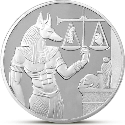 Silver Plated Egypt Death Protector Anubis Coin Egyptian God Of Death Commemorative Coins Collection Gift