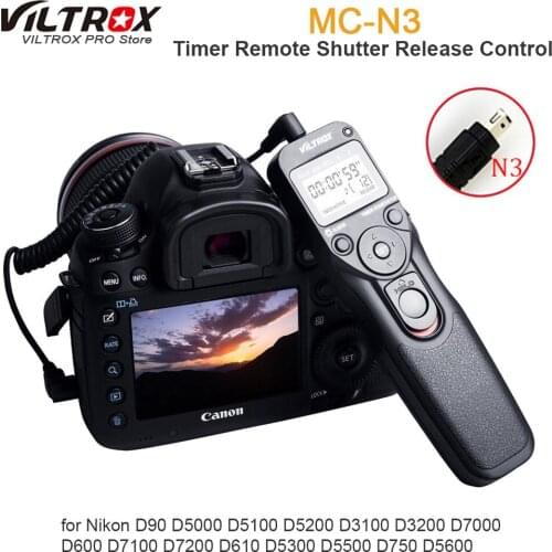 Viltrox LCD Timer Remote Shutter Release Control Cable Cord for Nikon D3100 D5600 D5300 D5500 D610 D7200 D90 D750 D7100 DSLR
