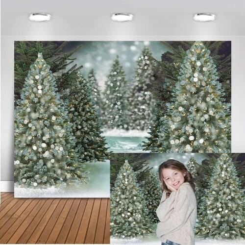 Christmas Backdrop for Photography Winter Wonderland Christmas Tree Photo Background Forest Snow Children Birthday Photocall