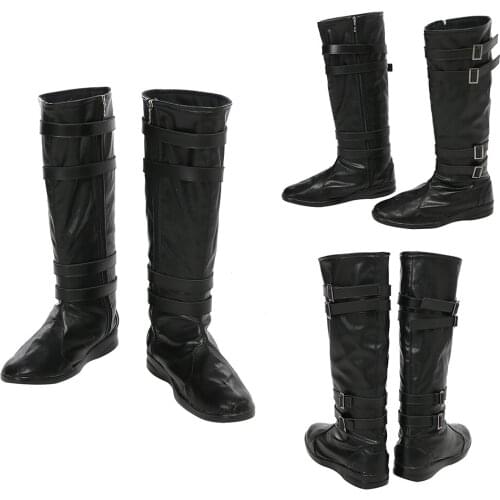 The Last Jedi Kylo Ren Cosplay Boots Side Zipper Black PU Leather Shoes For Halloween