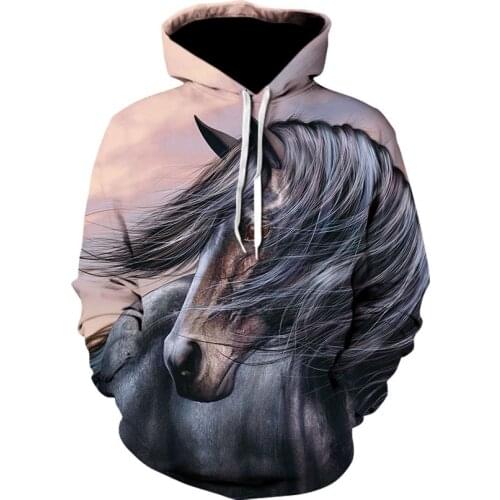 2021 Hot Sale Sweatshirt Men Women 3D Hoodies Print Brown Horse Animal Pattern Pullover Unisex Casual Creative Oversized Hoodies
