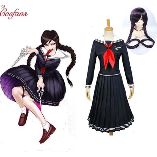 2019 Game Danganronpa Cosplay Anime Dangan Ronpa 2 Costume Fukawa Touko JK School Uniforms Women Outfits Cosplay Costume and wig