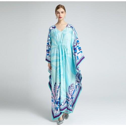 VKBN Summer Dresses for Women Plus Size Clothing for Women V-Neck Loose Cloak Sleeves Long Maxi Dress Party Wedding