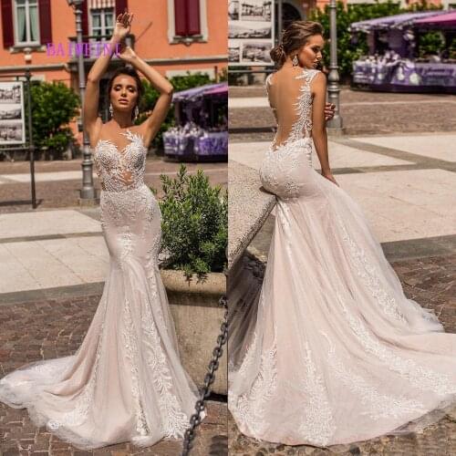 Robe de mariee New arrival Sexy Simlple Wedding Dresses 2021 Mermaid Embroidery Appliques Wedding Gowns vestidos de noiva
