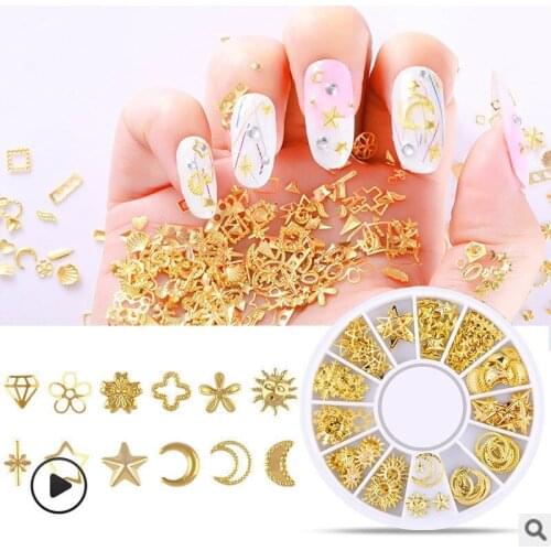 1 Box Metal Nail Art Decoration Glitter Nail Art Decoration Nail Art Adhesive 3D Nail Charms Jewelry Glitter Alloy