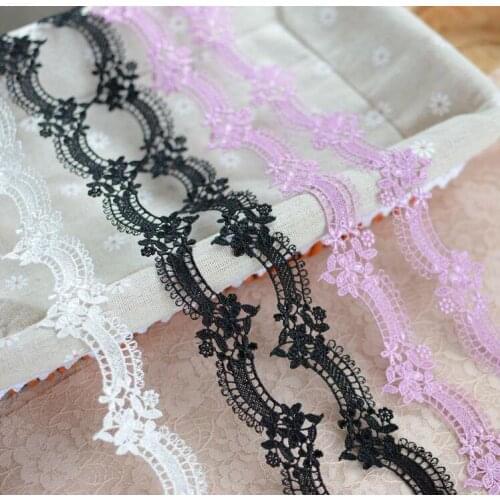 1 Meter White Black Flower Embroidery Lace Ribbon Fabric For Sew DIY Handmade Materials Accessories