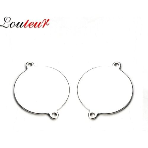 LOULEUR 10pcs Stainless Steel Round Floating Charms Connectors Stamping Blank Dog Tags Pendants Fit Necklace DIY Jewelry Making