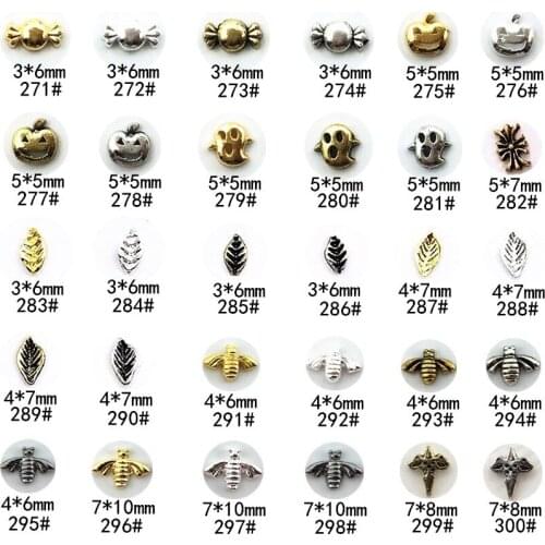 10Pcs/Lot Vintage Series 11 Halloween Candy Ghost Leaf Bee Cross DIY Metal Alloy Nail Art Deco Sticker/Charms/ Tool for Manicure