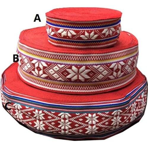 10yards/lot wide 4-5.2cm Woven Jacquard Ribbon Trims stripe red Geometric design for clothing accessory LS-771