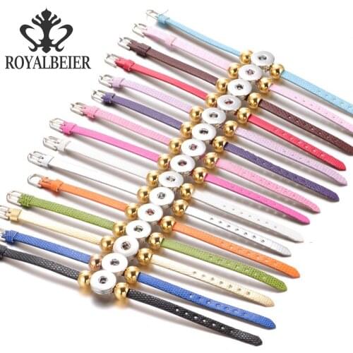 15pcs/lot PU Leather Snap Bracelet Bangle DIY Armband 0.8mm Width Fit 18mm Snap Button Bracelet 20mm Snap Jewelry SZ0281