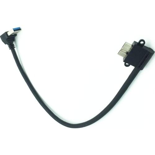 25cm USB 3.0 A 90 degree Up angle male to Micro B male 90 degree left angle short Cable
