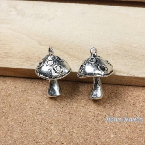 3 pcs Vintage zinc alloy Charm Antique Silver Mushroom pendant fit Bracelet Necklace metal jewelry accessories Making