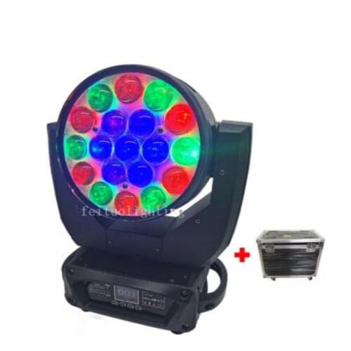 4pcs+flight case Circle control 19X15W RGBW 4in1 LED Zoom Wash Moving Head Light with Colour Ring Effect