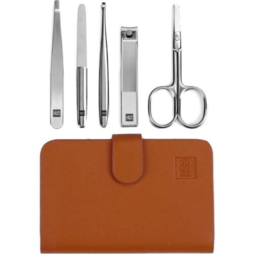 NEW Huohou 5pcs Manicure Nail Clippers Nose Hair Trimmer Stainless Steel Nail Cutter Tool Set Portable Hygiene Kit