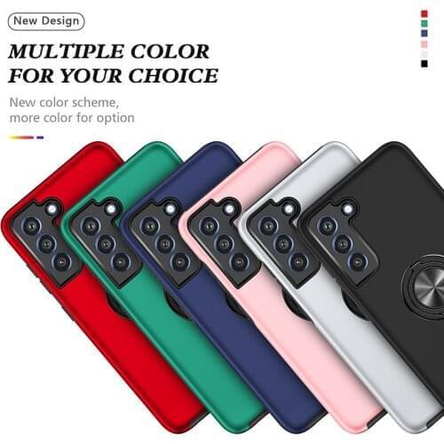 50pcs/Lot Shockproof Rugged Armor Phone Case For Samsung Galaxy S21 FE A22 A82 5G Bracket Ring Back Cover