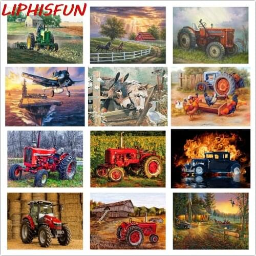 5D Diy Diamond Painting "farm tractor" Full Drill Square/round Rhinestone Diamond Embroidery Cross Stitch Home Decor airplane