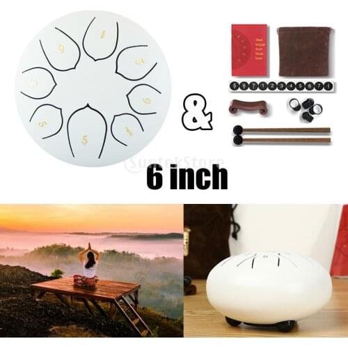 6inch Steel Tongue Drum C-Key Hand Pan Drum w/ Bag Mallets Yoga Meditation