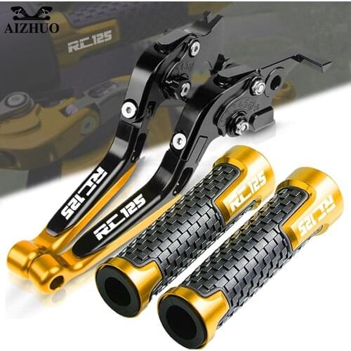 Motorcycle CNC Accessories FOR RC125 Folding Extendable Brake Clutch Levers RC 125 2011-2017 2016 2015 2014 Handle Grips End