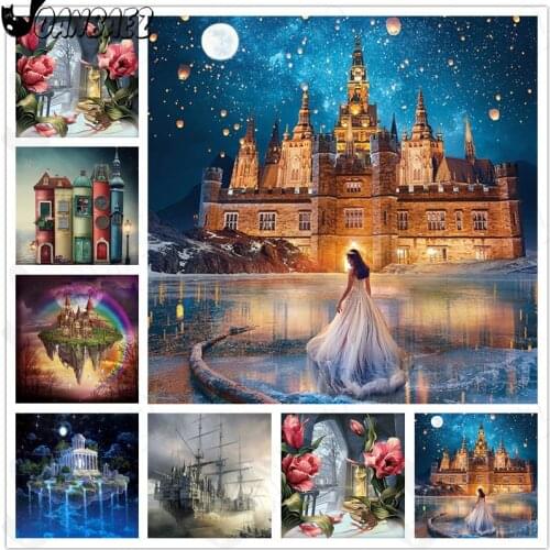 Palace Diamond Painting Princess 5D Diy Mosaic Picture Architecture Cross Stitch Applique Diamond Embroidery Flower Hand-Mosaic