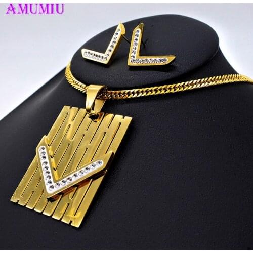 AMUMIU 2019 New Design Hot Sale gold-color Austria Crystal Jewelry Set For Women Smile Square JS069