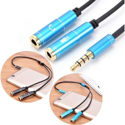 Audio Cable 1 Male to 2 Female 3.5mm Mic Headphone Splitter Jack Mic Audio Y Splitter Aux Extension Adapter Cable Cord for PC