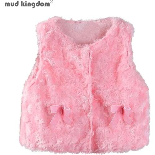 Mudkingdom Baby Girls Vest Jackets 2020 New Fur Fleece Solid Warm Girls Autumn Winter Clothes Outerwear