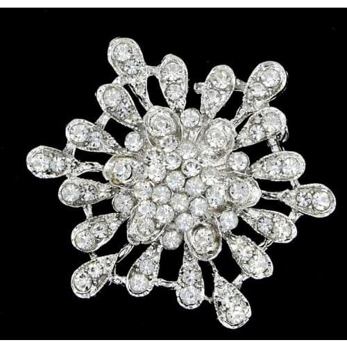 DHL Fedex Free Shipping Wholesale Cheap Brooch Elegant Crystal Wedding Bridal Brooch Rhodium Plated Alloy Flower Pins