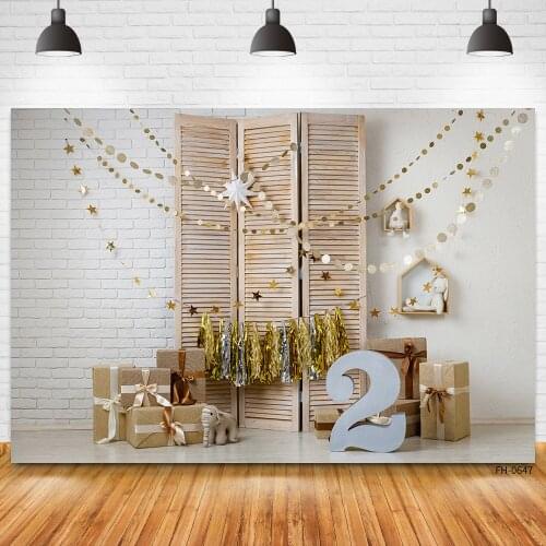 Brick Wall Gift Bear Photocall Background For Photo Studio Newborn Portrait Baby Shower 2nd Birthday Party Photography Backdrops