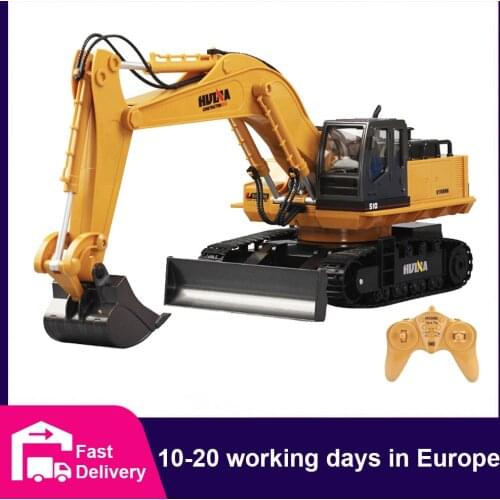 HUINA 1:16 RC Truck Caterpillar Alloy Tractor Engineering Car Radio Controlled Car 11 Channel RC Excavator with Bulldozer Toy