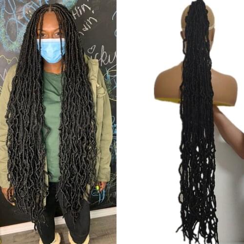 Hywamply 36" 21Strands Wavy Nu Locs Goddess Faux Boho Empress Locs Synthetic Crochet Braids Hair Extensions