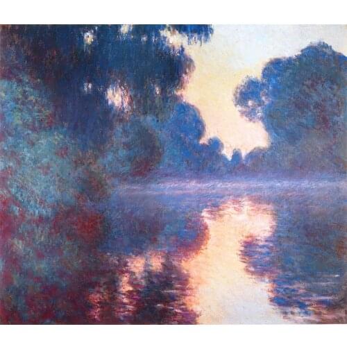 Handmade oil painting reproduction of Claude Monet High quality Misty Morning on the Seine in Bue Living room decor
