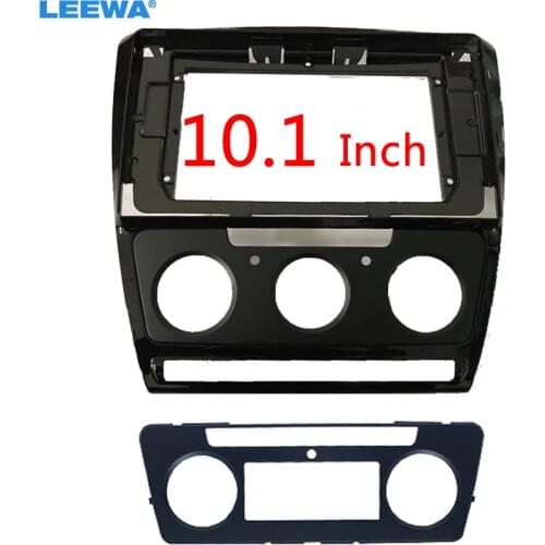 LEEWA Car Stereo Radio 10.1" Fascia Frame Adapter for Skoda Octavia 07-13 2Din DVD Player Audi Panel Dash Frame Kit #CA6301