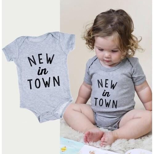 DERMSPE Summer 2019 Toddler Baby Girls Boys Romper With short sleeves Letter print New In Town Jumpsuit Outfits Clothes Playsuit