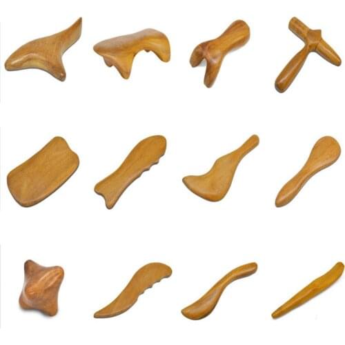 Natural Sandalwood Scraping Massage SPA Therapy Stick Point Treatment Muscle Relaxation Guasha Board For Body Pressure Therapy
