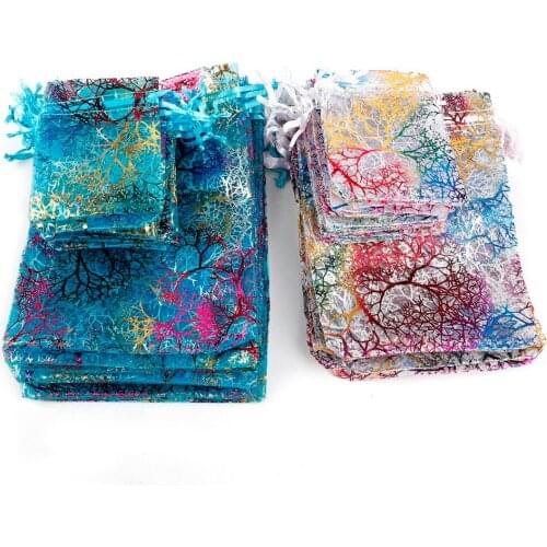 10pcs 7x9 9x12 10x15 13x18cm Drawstring Organza Bags White&Colorful Jewelry Packaging Bags Wedding Gift bags Home Decoration Bag