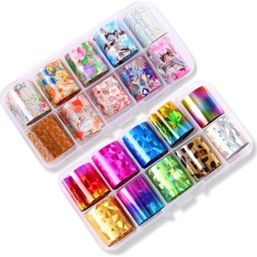Holographic Nail Foil Set 2.5*100cm Transparent AB Color Nail Art Transfer Sticker Galaxy Manicure DIY Holo Sticker ecorations