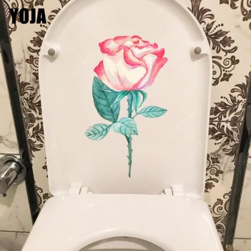YOJA 13.2X22.6CM Watercolor Rose Creative WC Sticker Toilet Home Room Wall Decor T1-1833