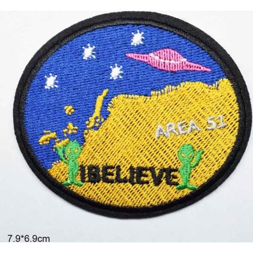 Space Alien UFO Iron on Full Embroidered Cloth Patch For Girls Boys Clothes Stickers Apparel Garment Accessories