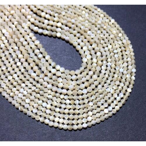 Natural 2mm Mother of Pearl Small Size Faceted Round Loose Bead Healing Energy Gemstone Jewelry Making Bracelet Necklace Design