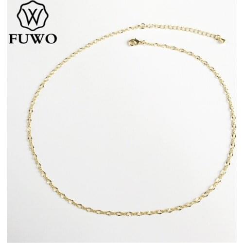 FUWO Wholesale Brass Twist Necklaces High Quality Anti-Tarnish 24k Gold Dipped Chain For Jewelry Making 2.5mm Width NC013