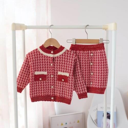 2021autumn Winter Girls Sets Sweater and Skirt