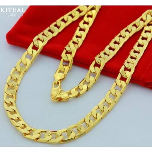 Kiteal High Quality 24K Gold color chain 4mm 8mm 10mm Necklace Jewelry Wholesale Men Necklaces