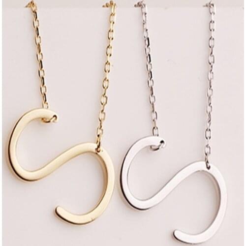 Necklaces For Women Chains Sterling Undefined Pendant Real Silver 925 Jewelry Fashion Goth Gold Double Letter Natural Simplicity